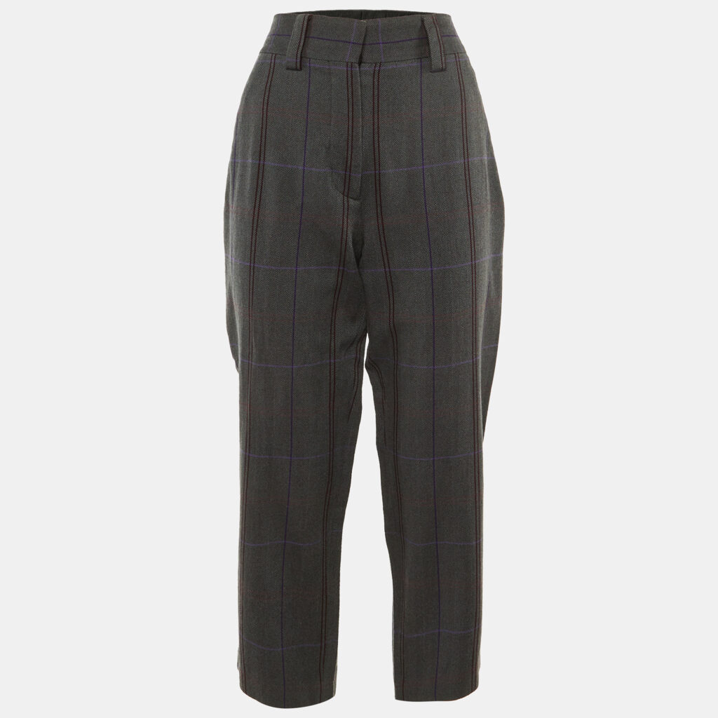 Acne Studios Grey Patterned Wool Blend Regular Fit Trousers S Acne Studios Grey Patterned Wool Blend Regular Fit Trousers S