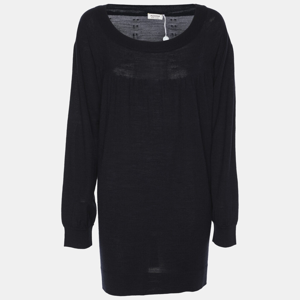 Agona Deep Navy Jersey Long Sleeve Sweater L Agona Deep Navy Jersey Long Sleeve Sweater L