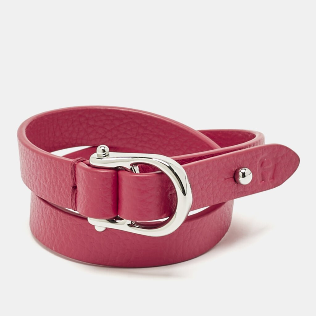 luxury-women-aigner-new-accessories-p1217407-004.jpg Aigner Logo Leather Silver Tone Double Tour Bracelet