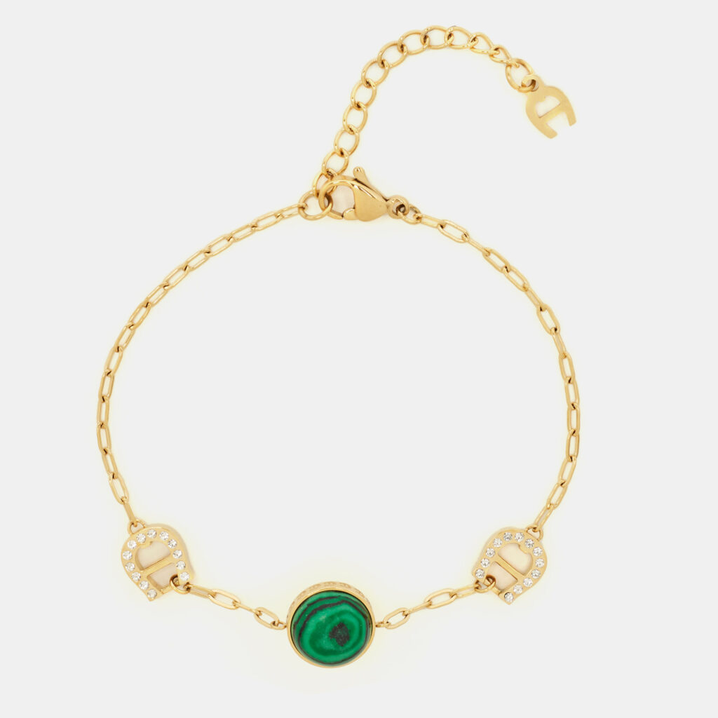 Aigner Logo Crystals Resin Gold Tone Bracelet Aigner Logo Crystals Resin Gold Tone Bracelet