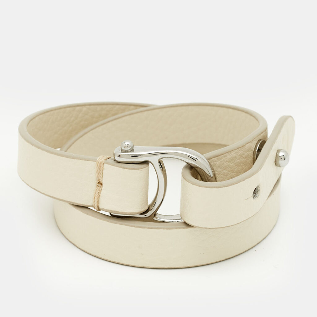 Aigner Logo Leather Silver Tone Wrap Bracelet Aigner Logo Leather Silver Tone Wrap Bracelet