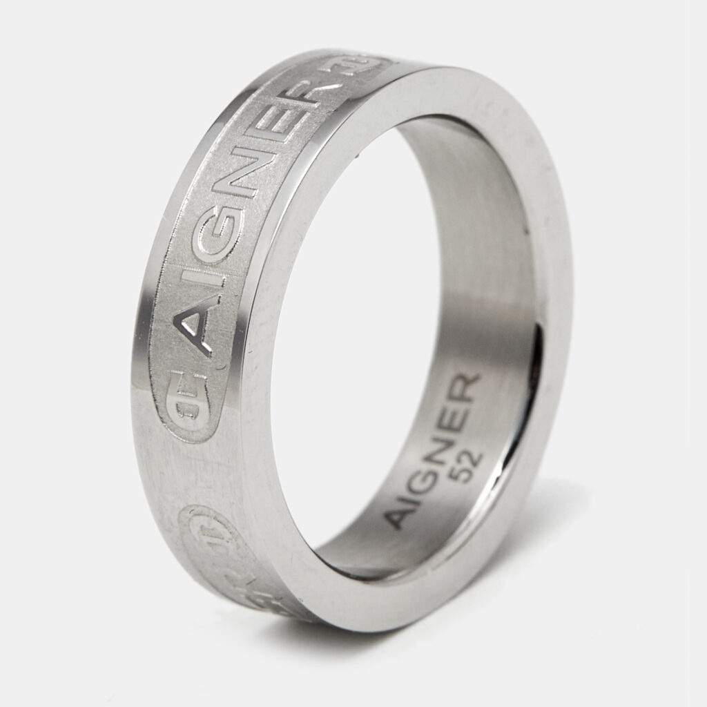Aigner Logo SIlver Tone Ring Size 52 Aigner Logo SIlver Tone Ring Size 52