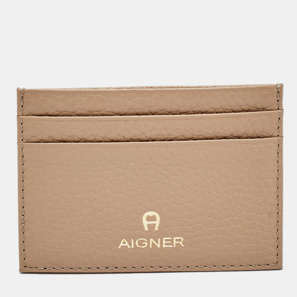 Aigner Beige Leather Card Holder Aigner Beige Leather Card Holder