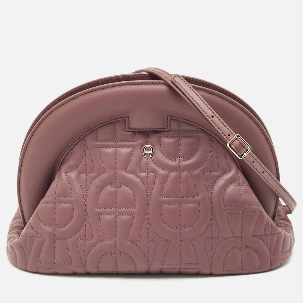 Aigner Purple Leather Medium Logo Pochette Aigner Purple Leather Medium Logo Pochette