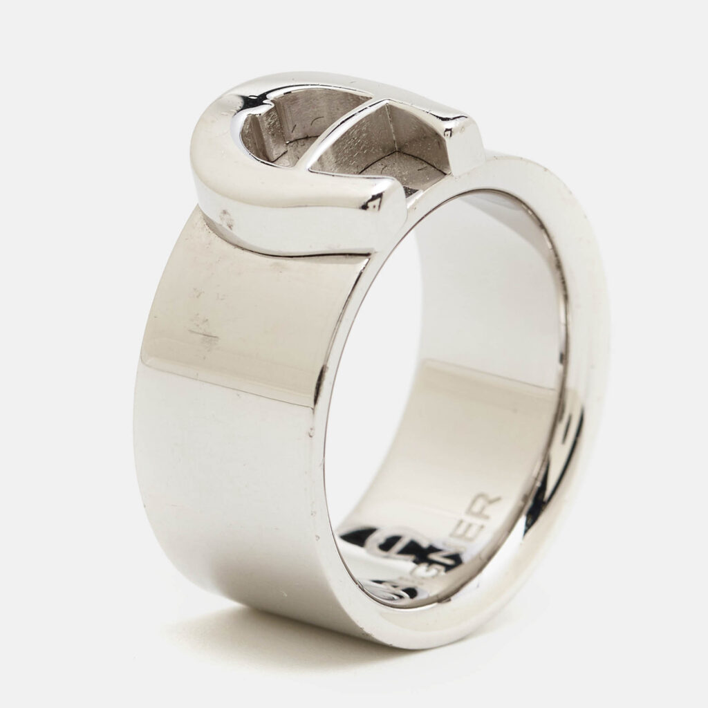 Aigner Logo Silver Tone Ring Size 58 Aigner Logo Silver Tone Ring Size 58