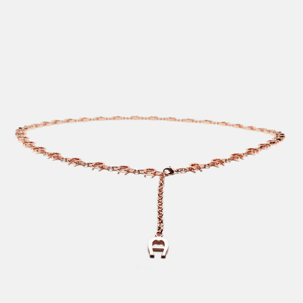 Aigner Logo Pink Tone Metal Belt Aigner Logo Pink Tone Metal Belt