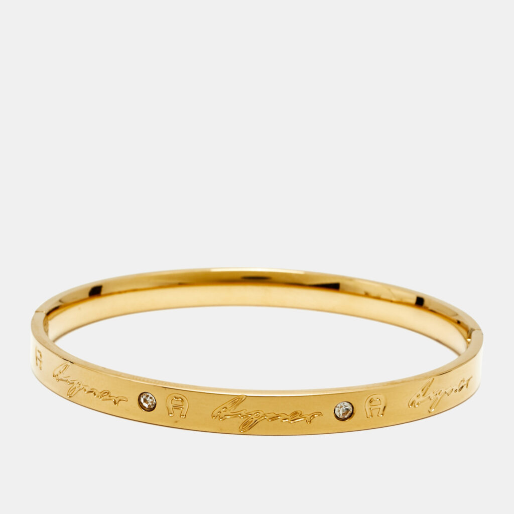 Aigner Logo Crystals Gold Tone Bracelet Aigner Logo Crystals Gold Tone Bracelet