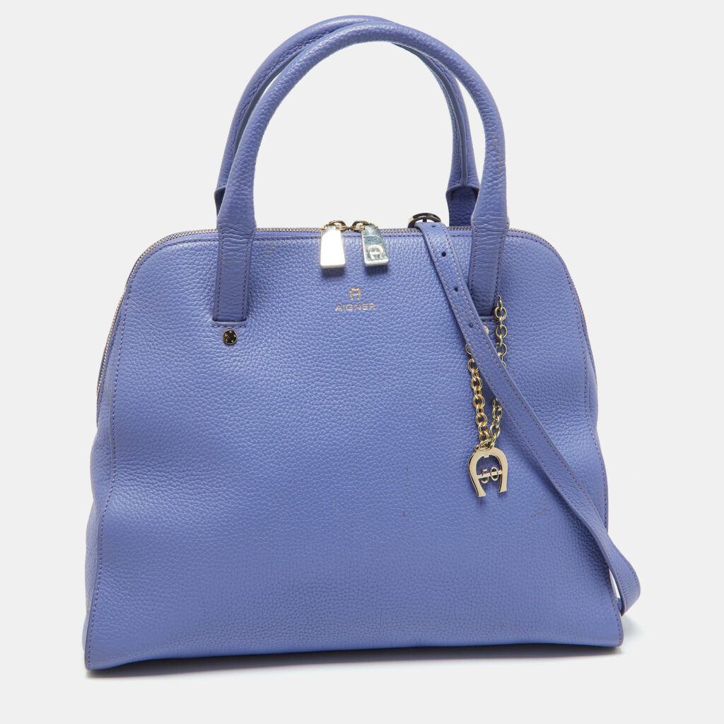 Aigner Lavender Leather Zip Satchel Aigner Lavender Leather Zip Satchel