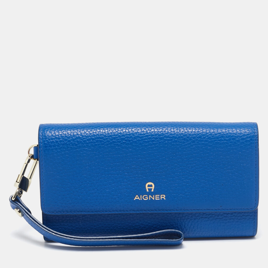 Aigner Blue Leather Wristlet Wallet Aigner Blue Leather Wristlet Wallet