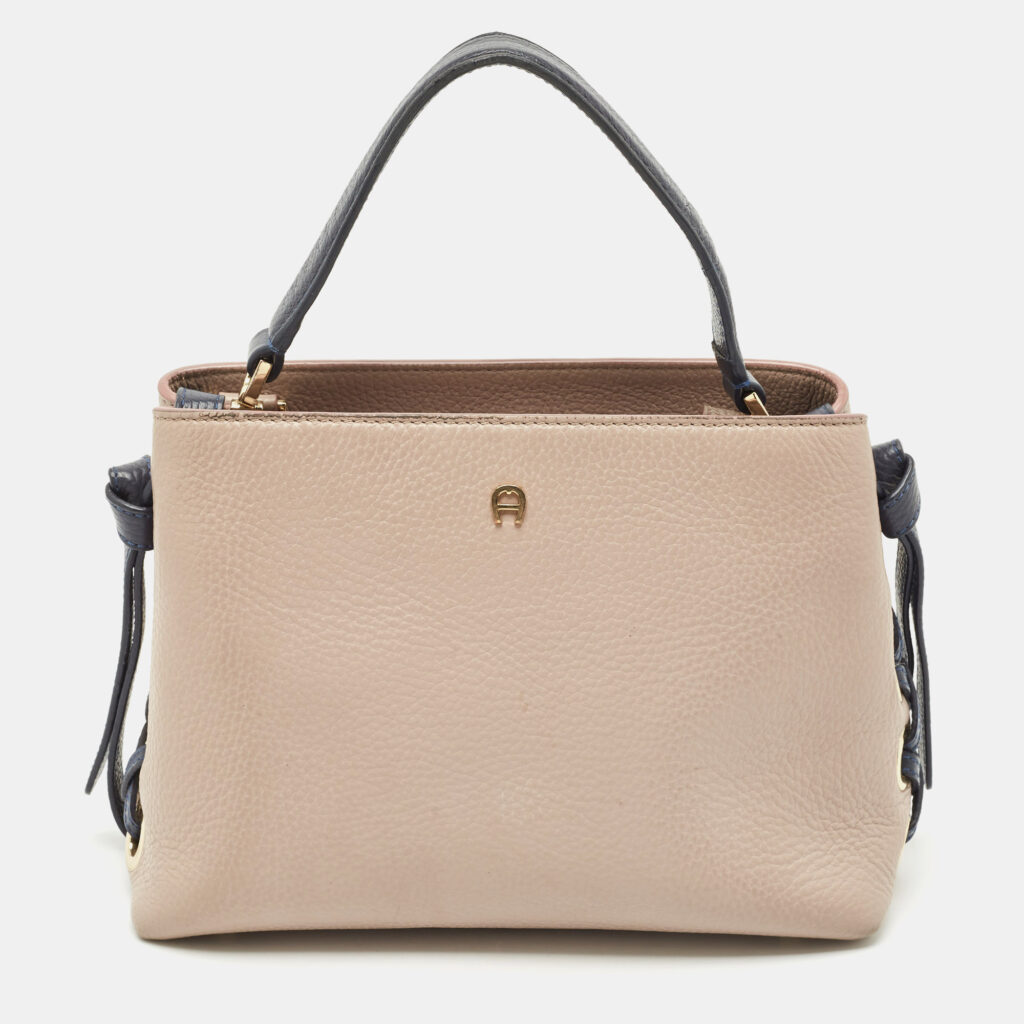 Aigner Blue/Light Mauve Leather Carla S Tote