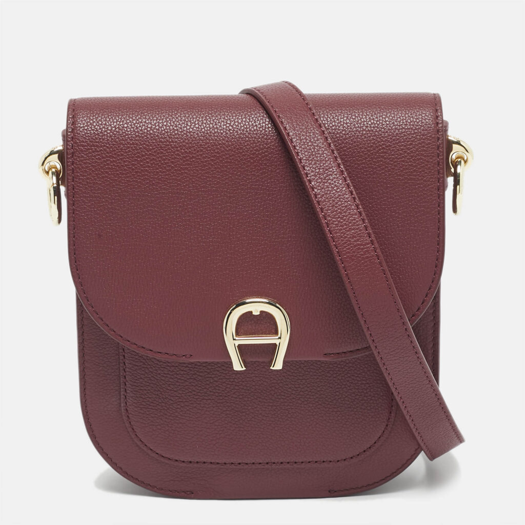 Aigner Burgundy Leather XS Ariana Crossbody Bag