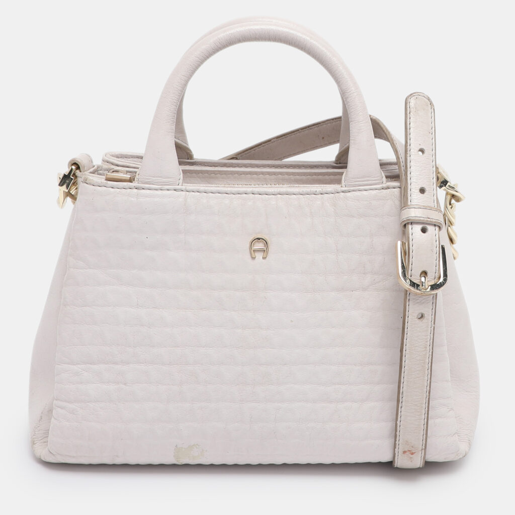 Aigner Off-White Leather Olivia Tote Aigner Off-White Leather Olivia Tote