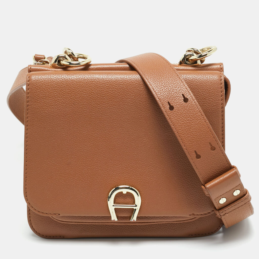 Aigner Brown Leather Ariana S Crossbody Bag