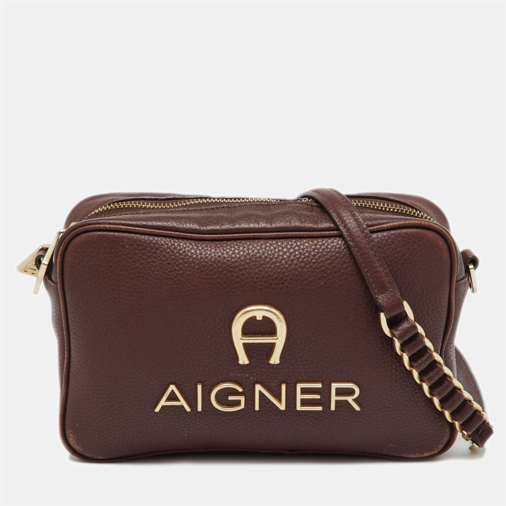 luxury-women-aigner-used-handbags-p1223419-001-1.jpg Aigner Burgundy Leather Bombe A Camera Crossbody Bag