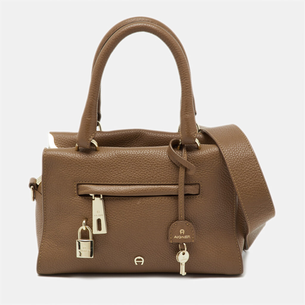 Aigner Brown Leather Zip Satchel