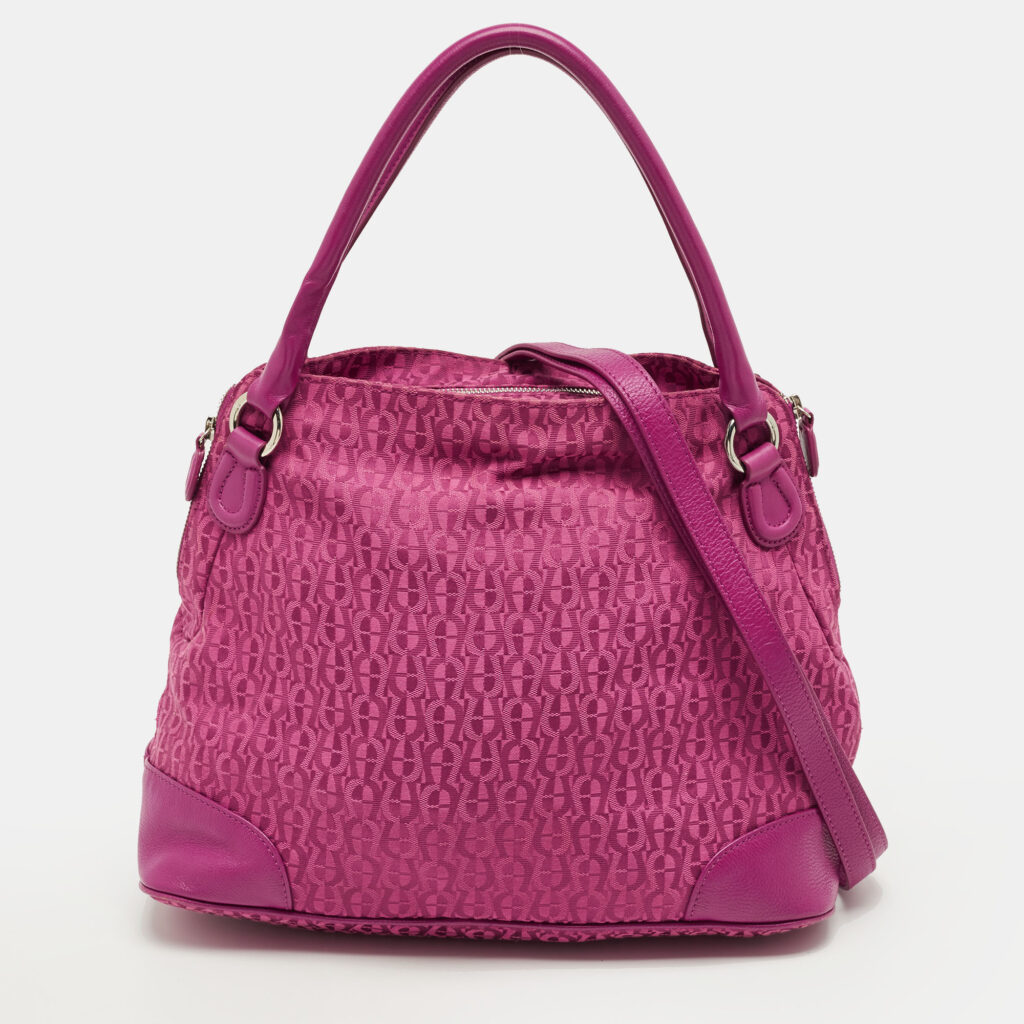 luxury-women-aigner-used-handbags-p1247329-001-1.jpg Aigner Fuchsia Signature Nylon Zip Tote
