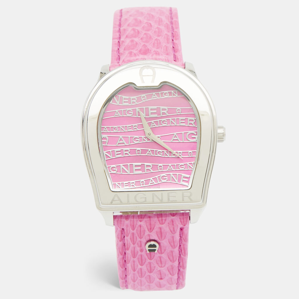 luxury-women-aigner-used-watches-p1216784-001-1.jpg Aigner Pink Stainless Steel Leather Verona A48300 Women's Wristwatch 36 mm