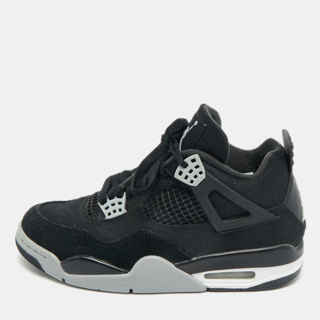 Air Jordans Black Denim and Rubber Jordan 4 High Top Sneakers Size 38