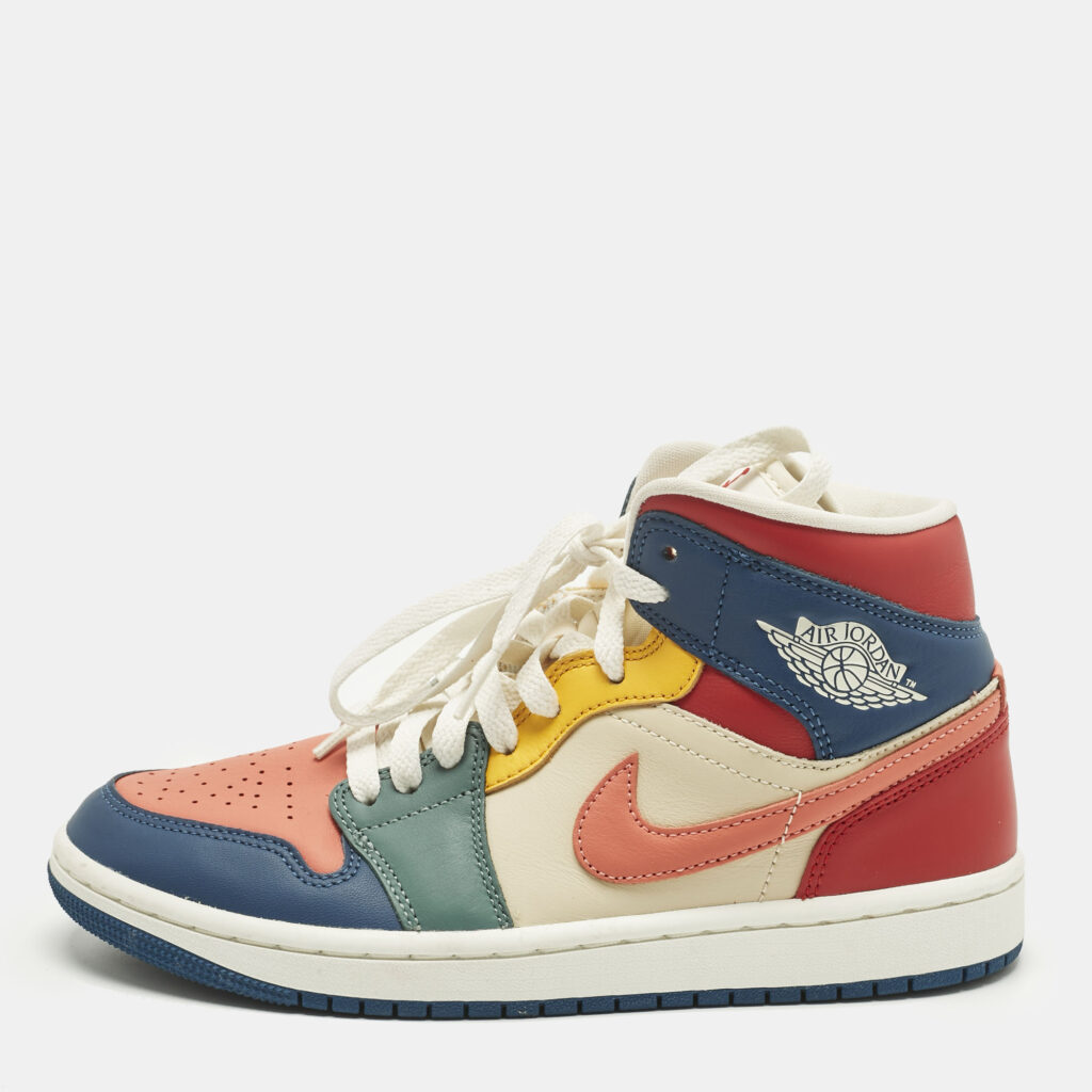 Air Jordans Multicolor Leather Air Jordan 1 High Top Sneakers Size 38.5
