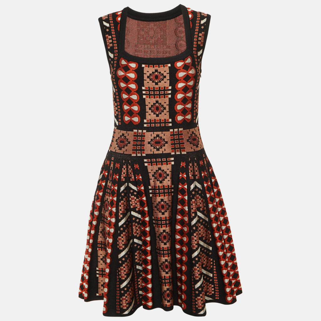 Alaia Black Jacquard Knit Mini Dress M Alaia Black Jacquard Knit Mini Dress M