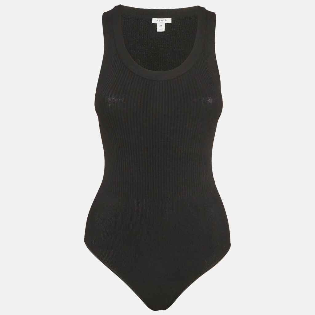 luxury-women-alaia-used-clothes-p1179866-001.jpg Alaia Black Rib Knit Tank Bodysuit S
