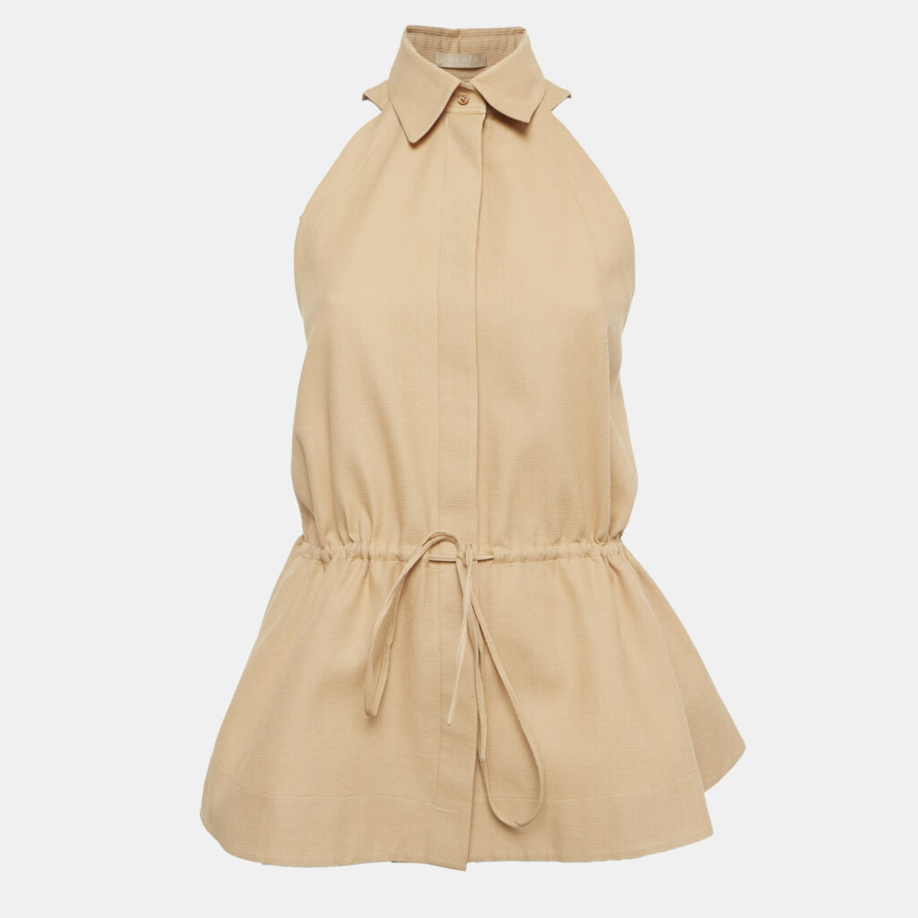 Alaia Beige/Peach Waffle Texture Cotton Sleeveless Top M Alaia Beige/Peach Waffle Texture Cotton Sleeveless Top M