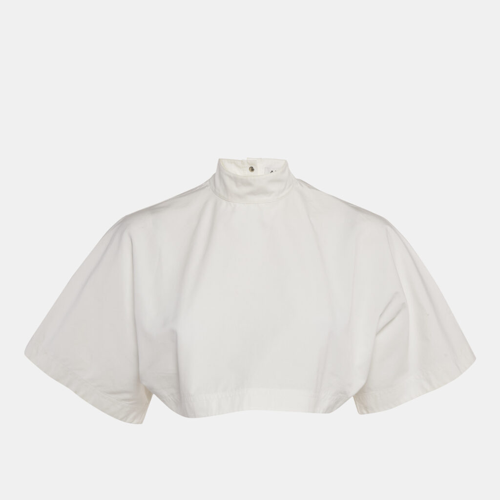 Alaia White Poplin High-Neck Crop Top S Alaia White Poplin High-Neck Crop Top S