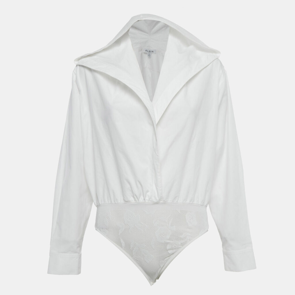 luxury-women-alaia-used-clothes-p1221693-001.jpg Alaia White Cotton Hooded Wrap Bodysuit Top S