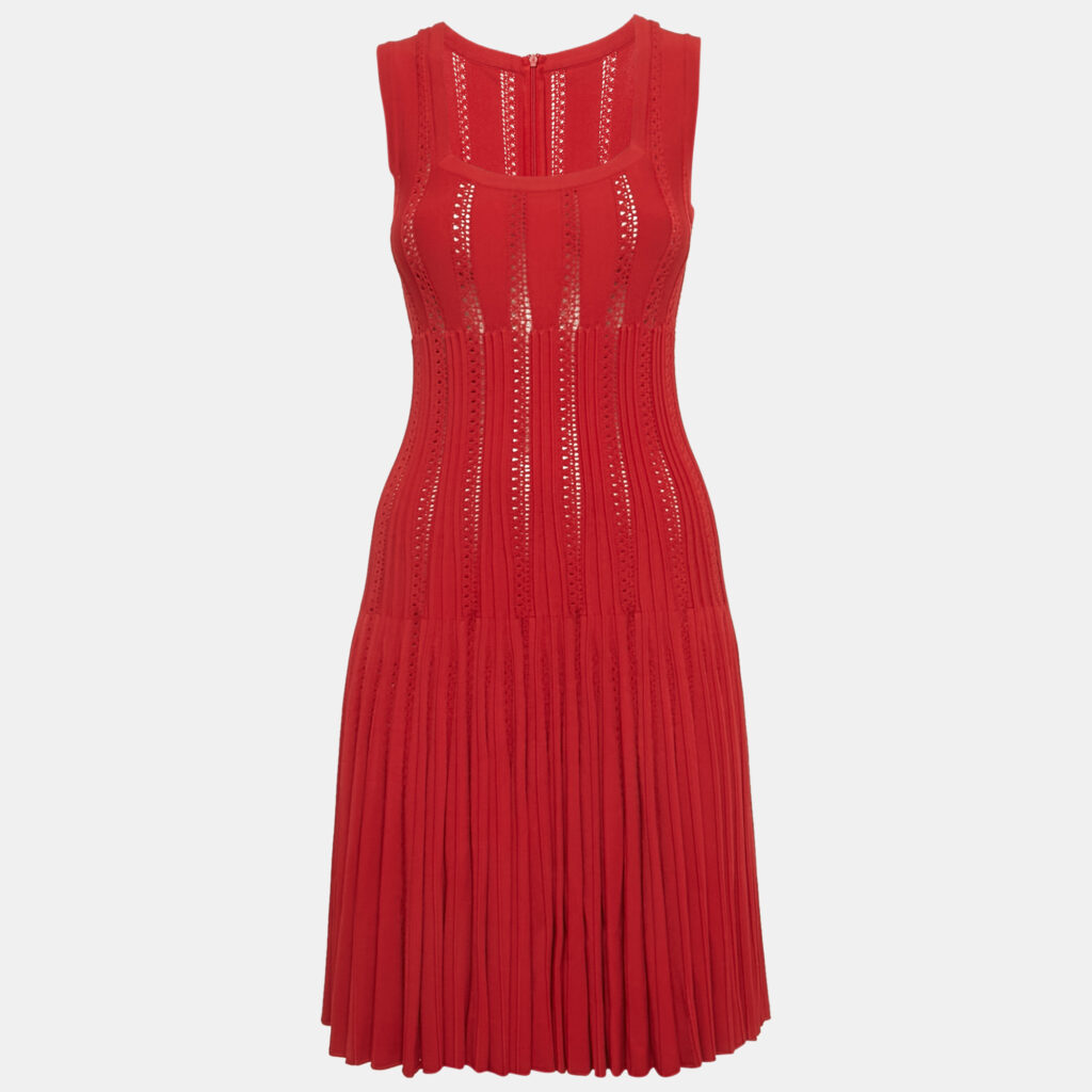 Alaia Light Red Textured Knit Sleeveless Short Dress M Alaia Light Red Textured Knit Sleeveless Short Dress M