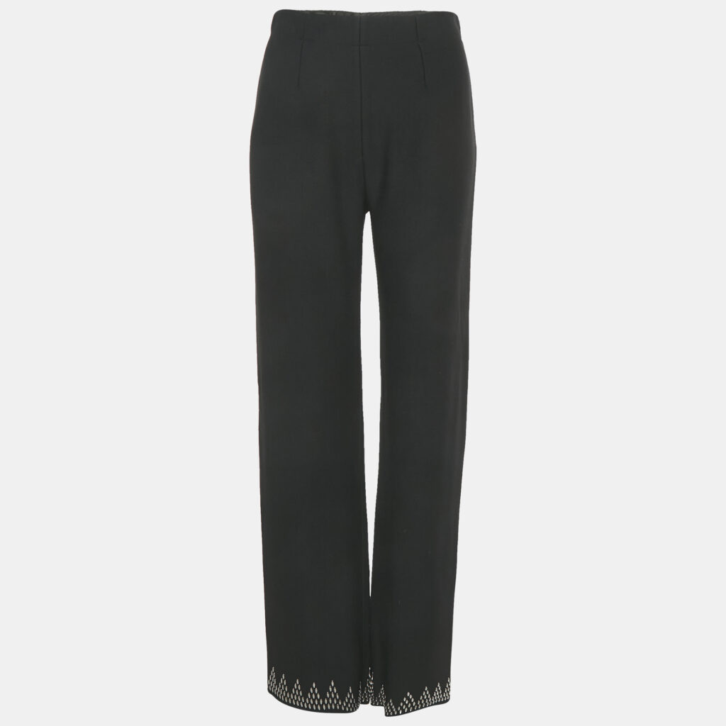 Alaia Black Crepe Embellished Detail Trousers M Alaia Black Crepe Embellished Detail Trousers M