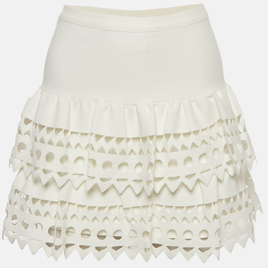Alaia White Eyelet Knit Mini Skirt S Alaia White Eyelet Knit Mini Skirt S