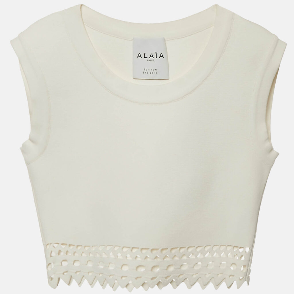 luxury-women-alaia-used-clothes-p1235097-006-1.jpg Alaia White Stretch Knit Cut-Out Crop S