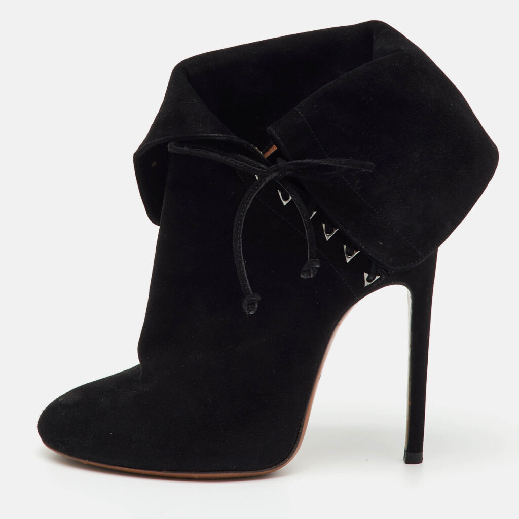 Alaia Black Suede Ankle Cuff Side Lace Up Boots Size 37 Alaia Black Suede Ankle Cuff Side Lace Up Boots Size 37