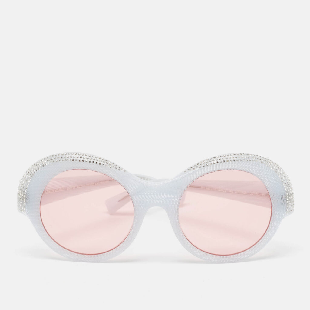 Alain Mikli x Alexandre Vauthier Light Blur/Pink Roselyn Crystals Round Sunglasses Alain Mikli x Alexandre Vauthier Light Blur/Pink Roselyn Crystals Round Sunglasses