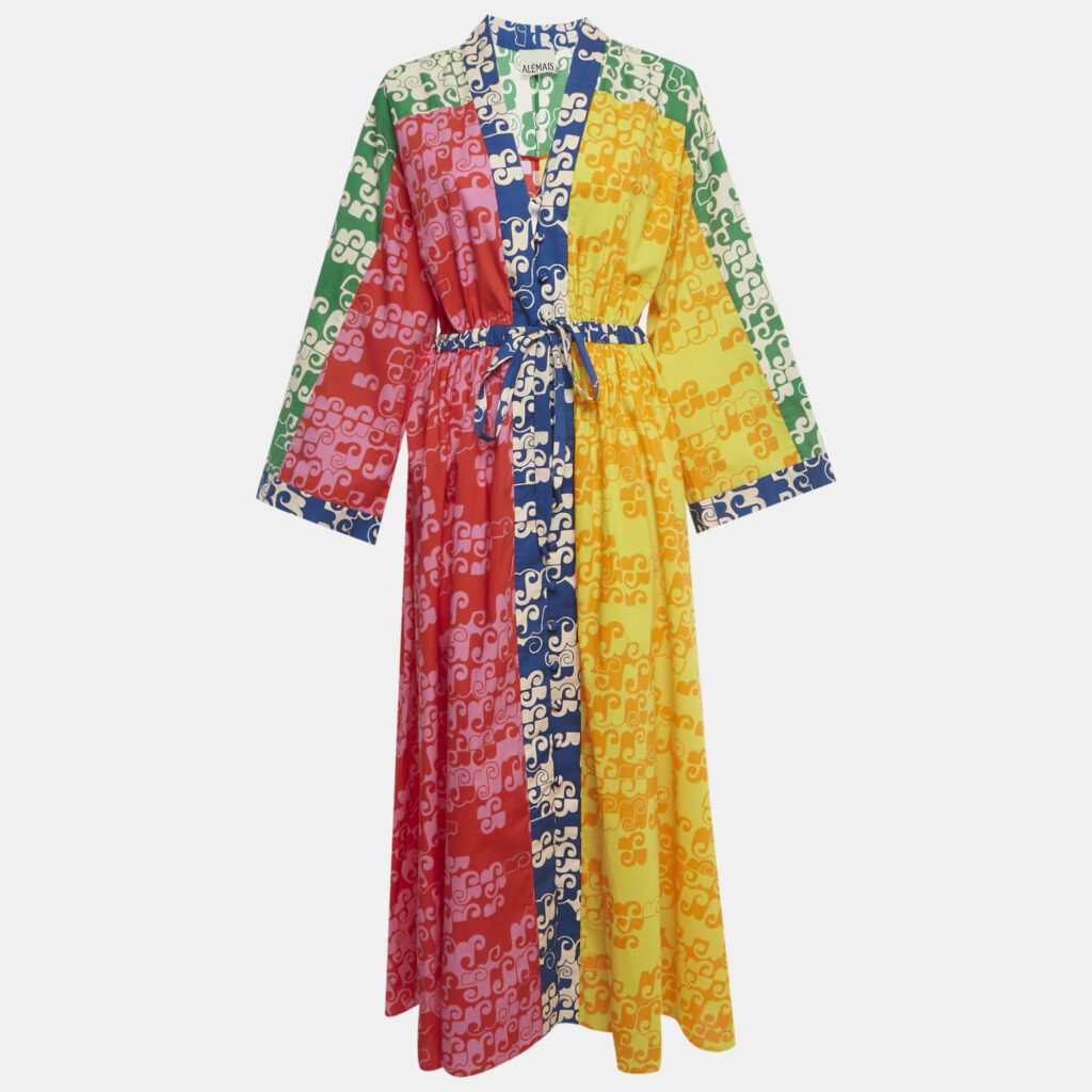 Alemais Multicolor Printed Louise Tie Waist Cotton Maxi Dress M