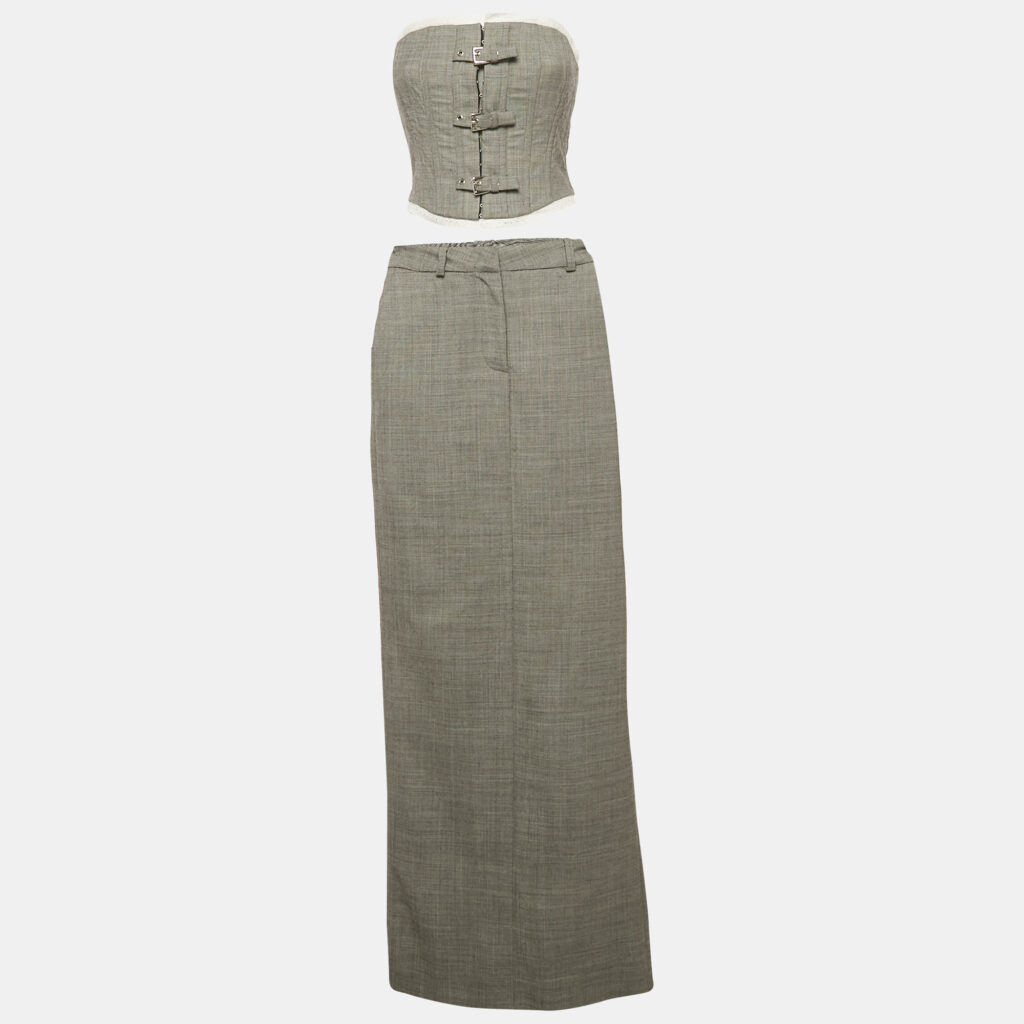 Alessandra Rich Grey Corset Top and Skirt Set XS Alessandra Rich Grey Corset Top and Skirt Set XS