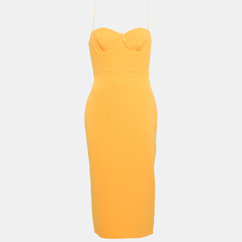 Alex Perry Orange Stretch Crepe Lee Midi Dress M