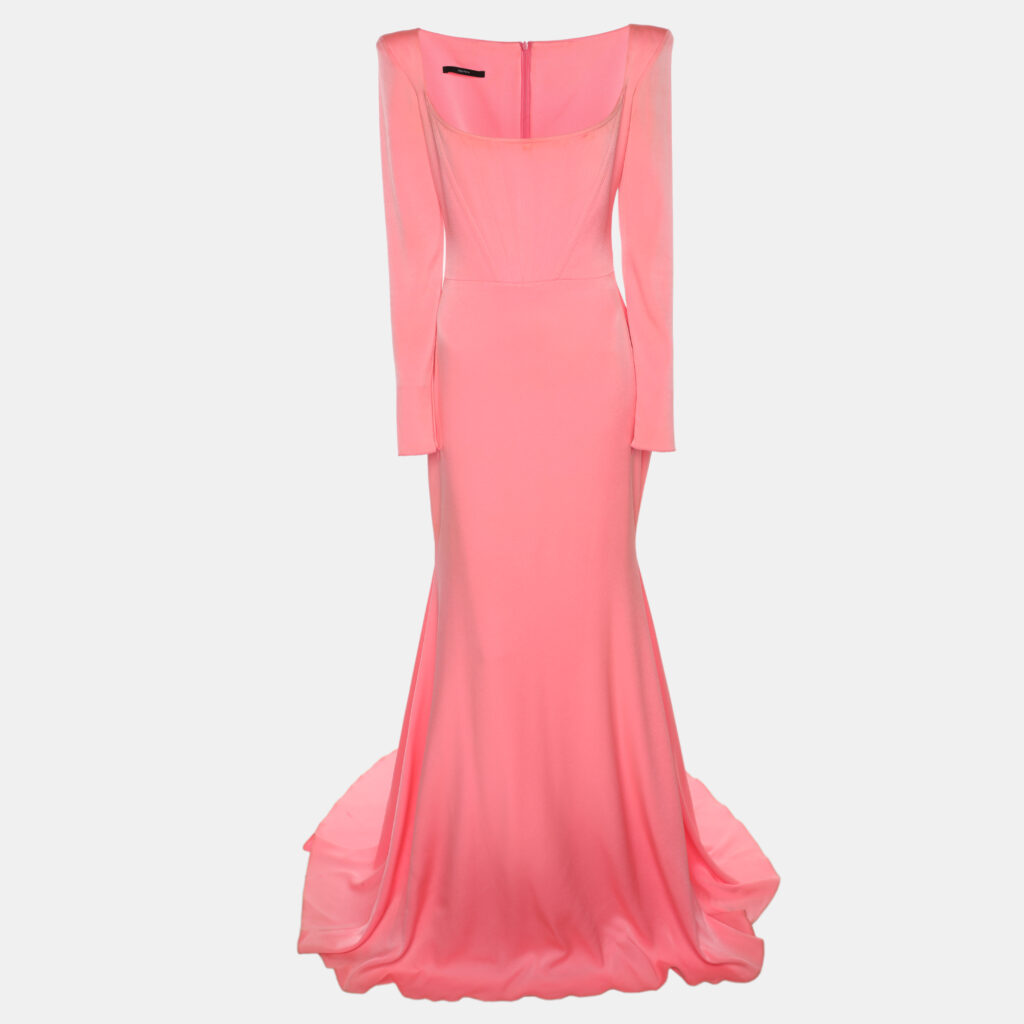 Alex Perry Neon Pink Crepe Strapless Shoulder Gown M Alex Perry Neon Pink Crepe Strapless Shoulder Gown M