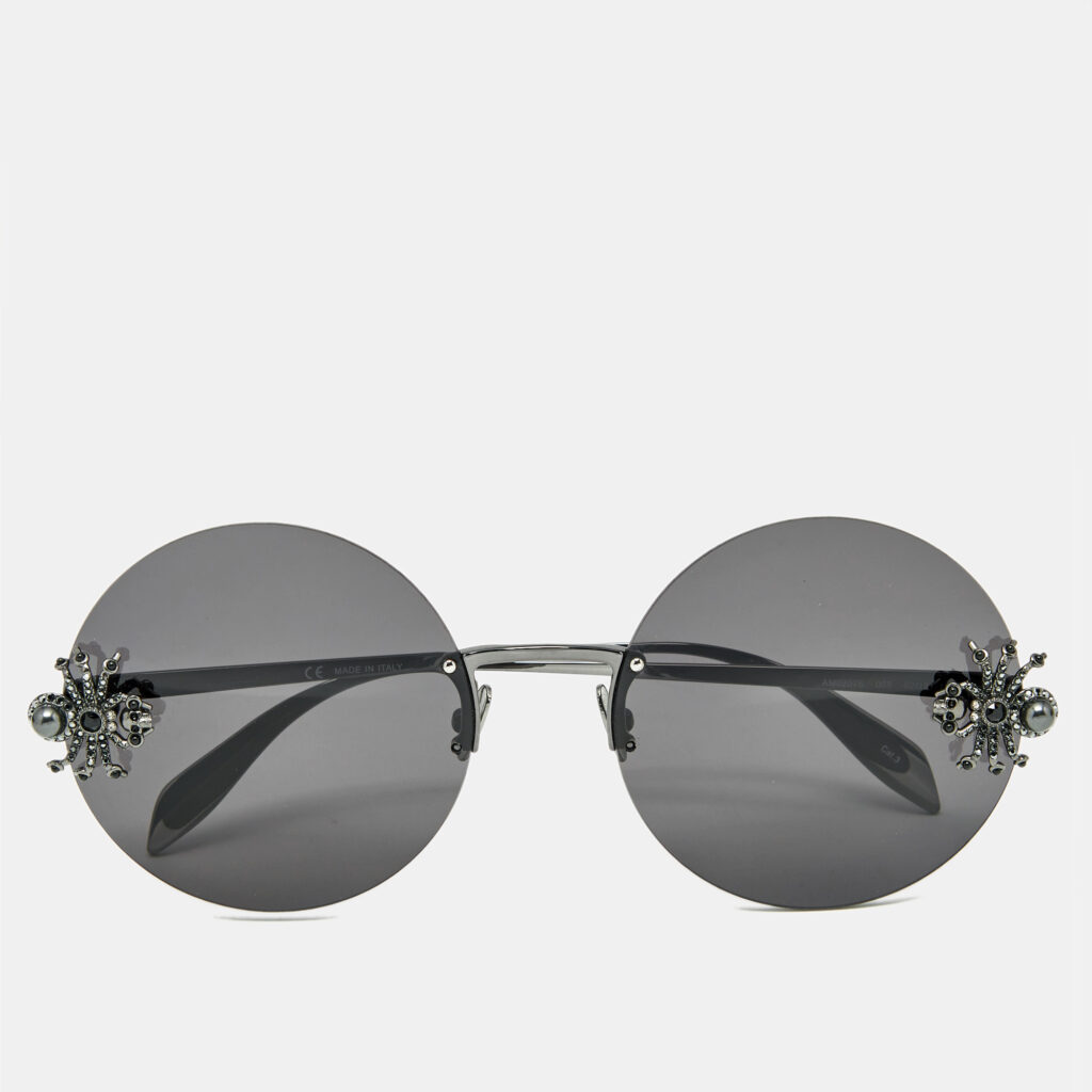 Alexander McQueen Black AM0207S Spider Round Sunglasses Alexander McQueen Black AM0207S Spider Round Sunglasses