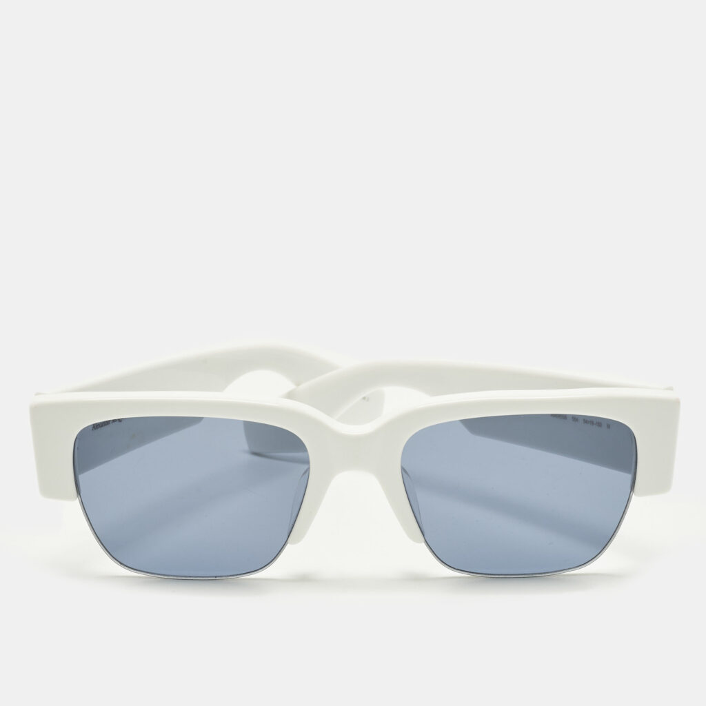 Alexander McQueen White/Blue AM0405S Frame Square Sunglasses Alexander McQueen White/Blue AM0405S Frame Square Sunglasses