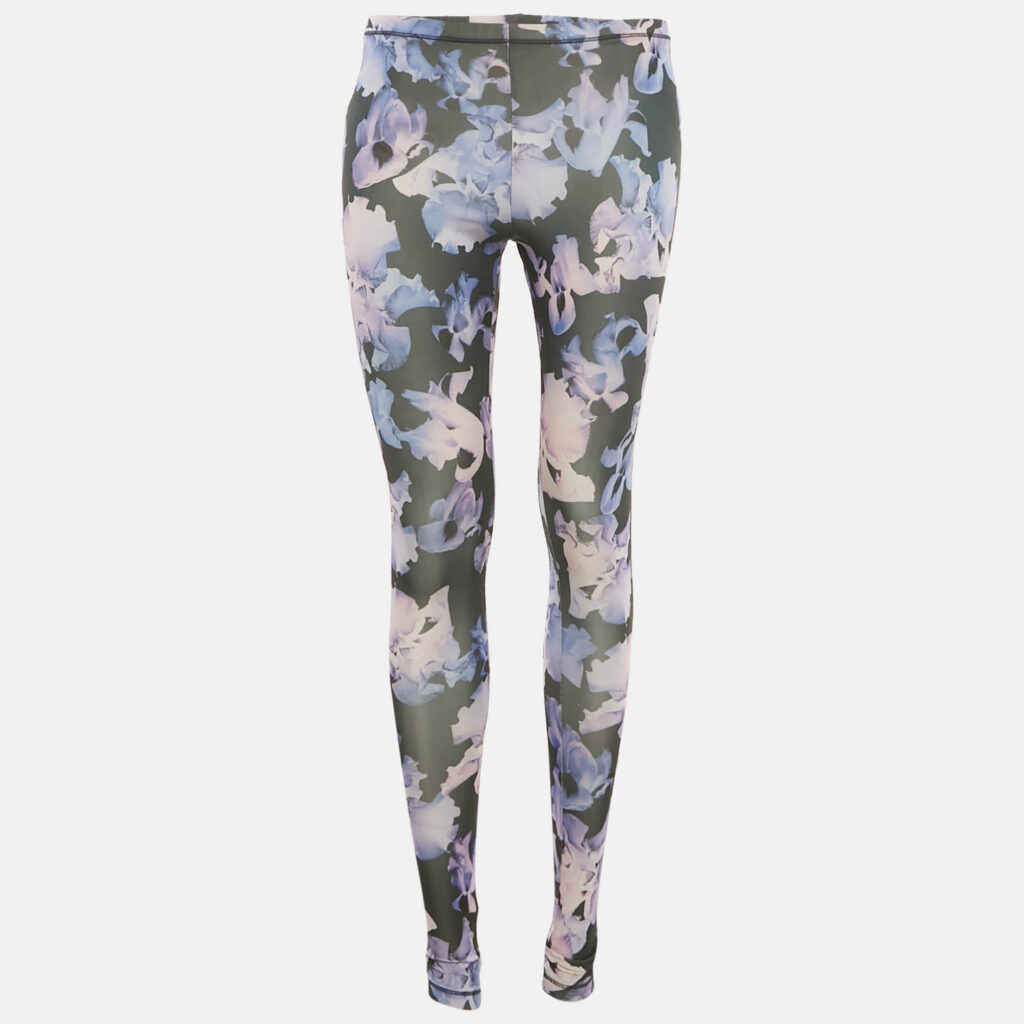 Alexander McQueen Black/Purple Floral Print Leggings XS Alexander McQueen Black/Purple Floral Print Leggings XS