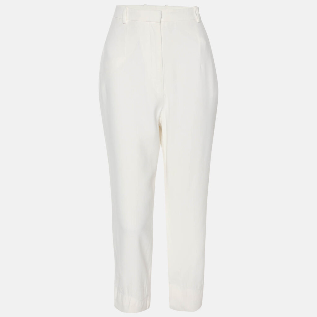 Alexander McQueen White Crepe Capri Pants L