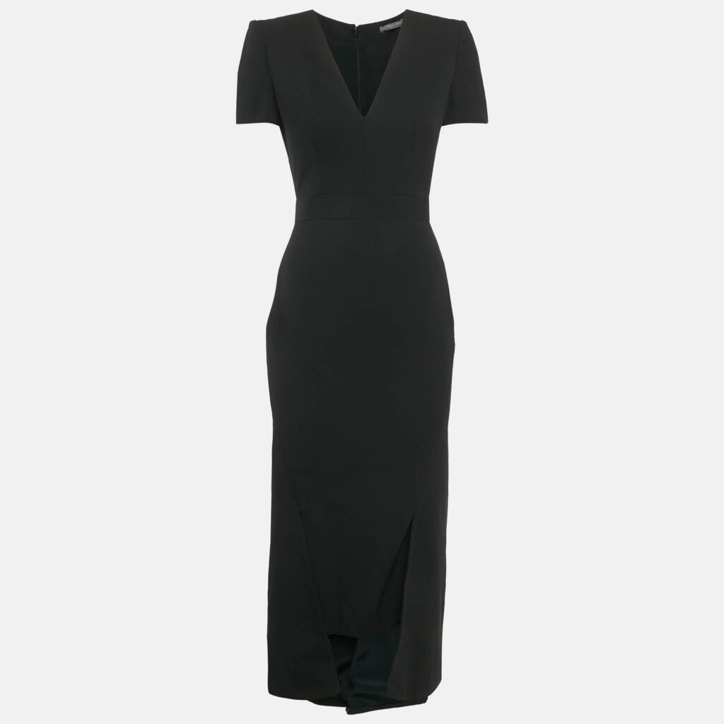 Alexander McQueen Black Crepe Midi Dress XS Alexander McQueen Black Crepe Midi Dress XS