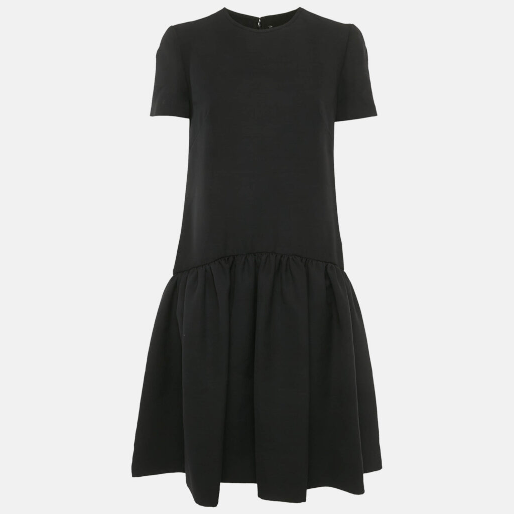 luxury-women-alexander-mcqueen-used-clothes-p1216740-001-1.jpg Alexander McQueen Black Wool Blend Drop Waist Midi Dress M