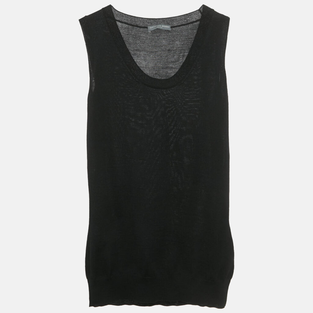 Alexander McQueen Black Wool Sleeveless Sweater M