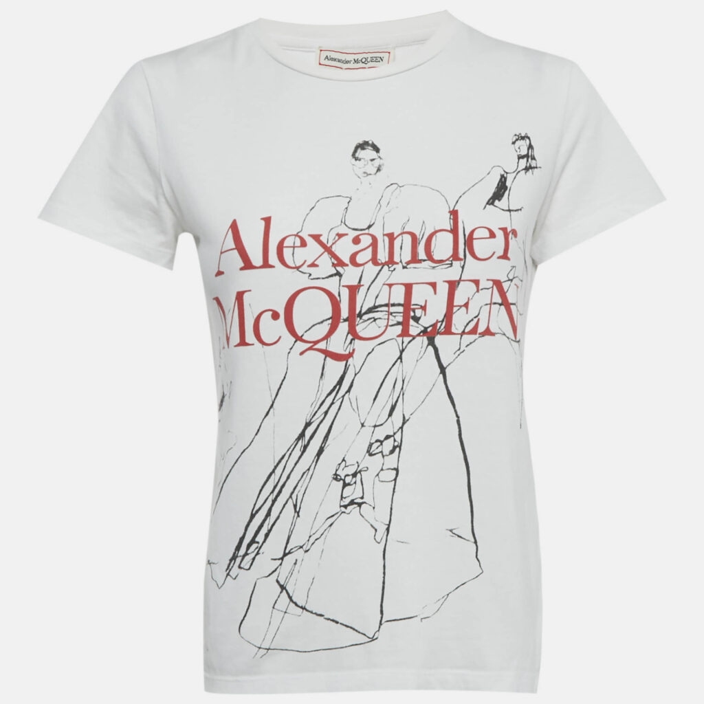 Alexander McQueen White Printed Jersey T-Shirt S