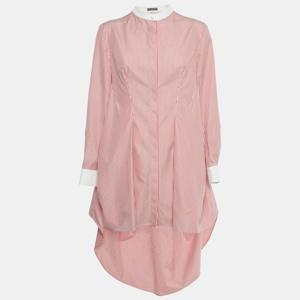 Alexander McQueen Red /White Striped Cotton High Low Shirt Dress M Alexander McQueen Red /White Striped Cotton High Low Shirt Dress M