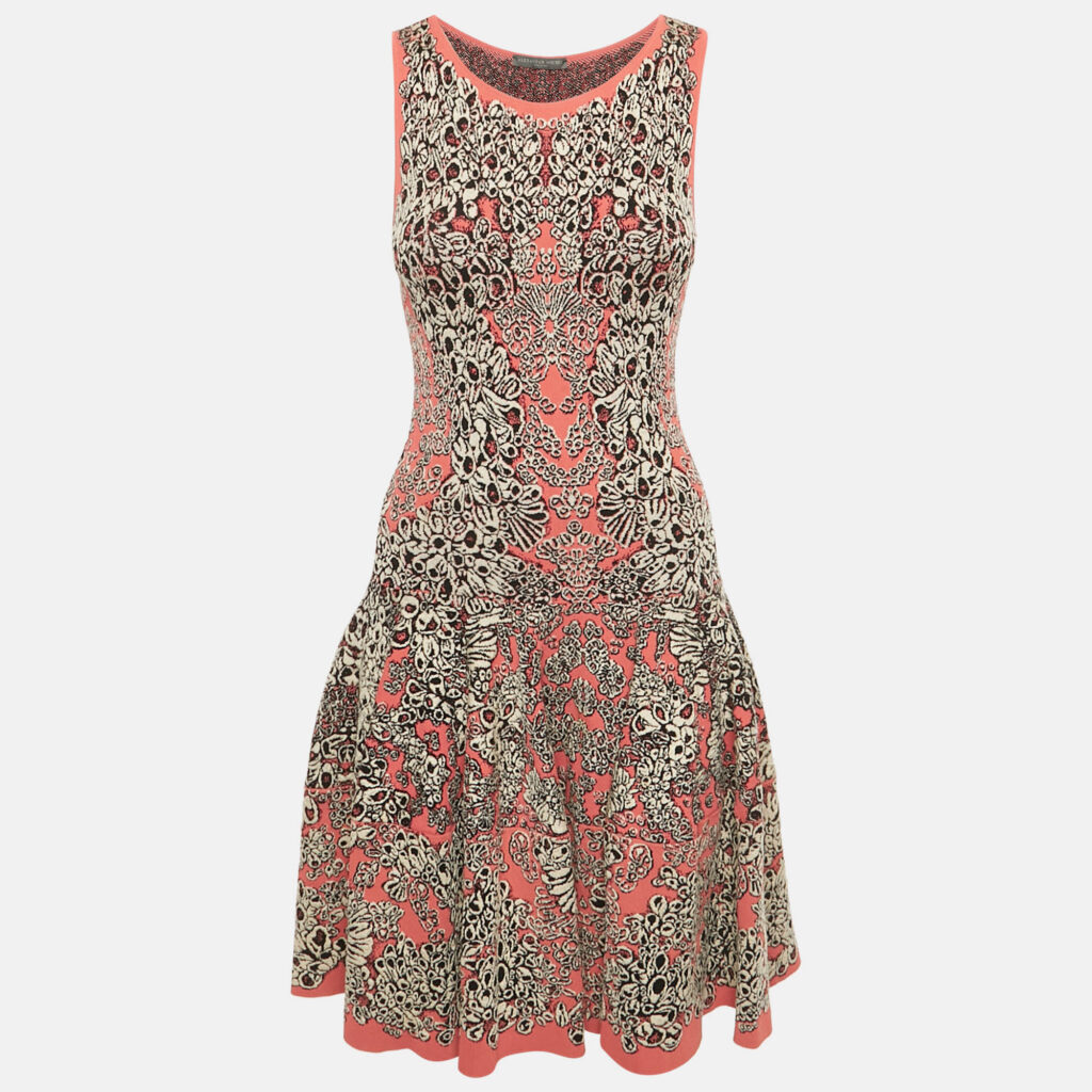 Alexander McQueen Pink Jacquard Knit Mini Dress S
