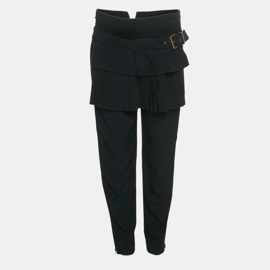 Alexander McQueen Black Crepe Pleated Detail Trousers M Alexander McQueen Black Crepe Pleated Detail Trousers M