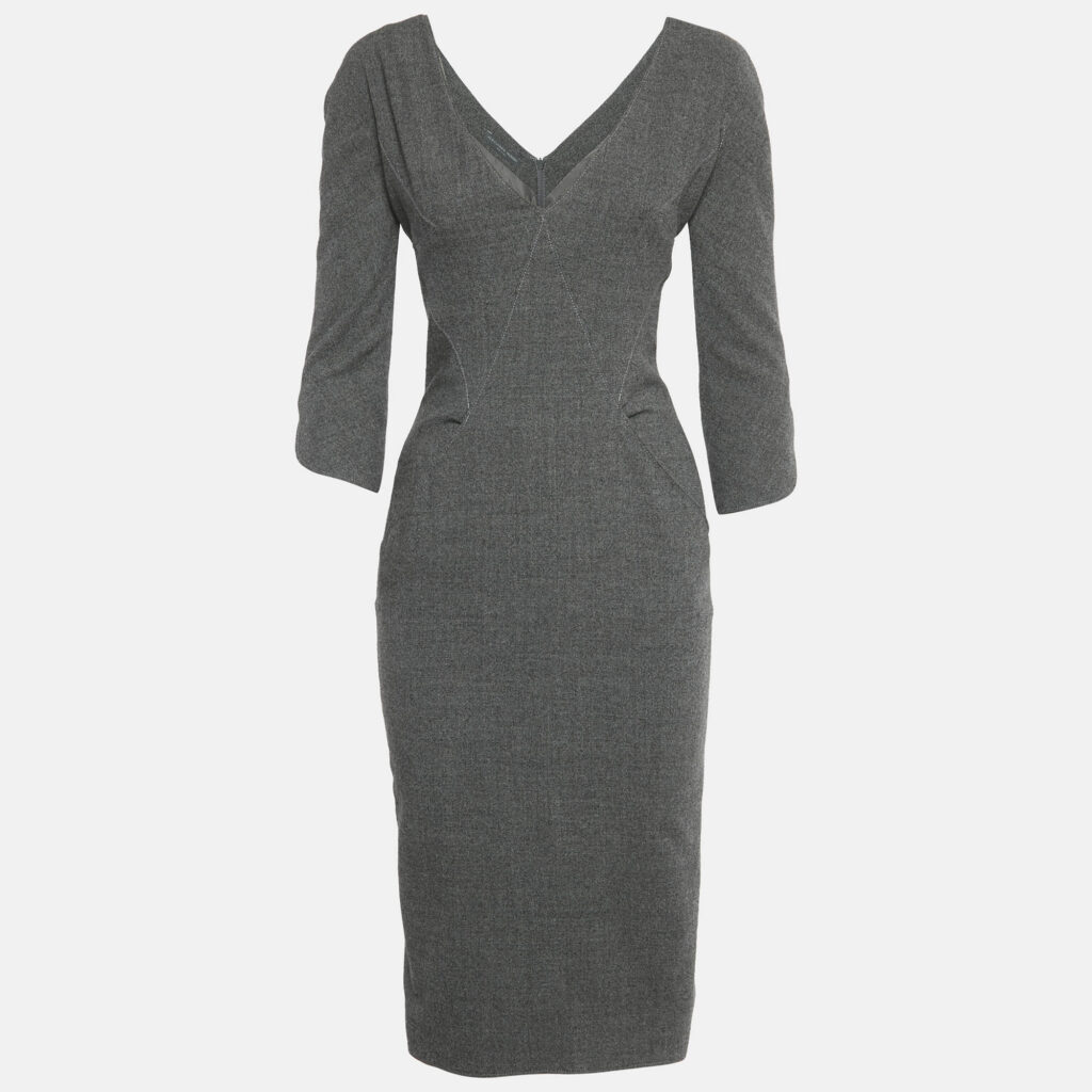 Alexander McQueen Grey Wool Mini Dress S Alexander McQueen Grey Wool Mini Dress S